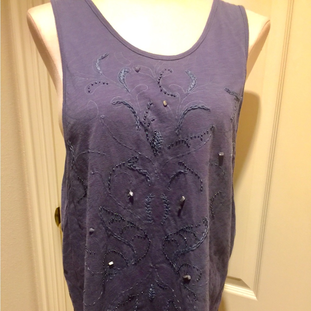 BOHO Beaded Tank Top / Cover Up Crystals Women’s sz M